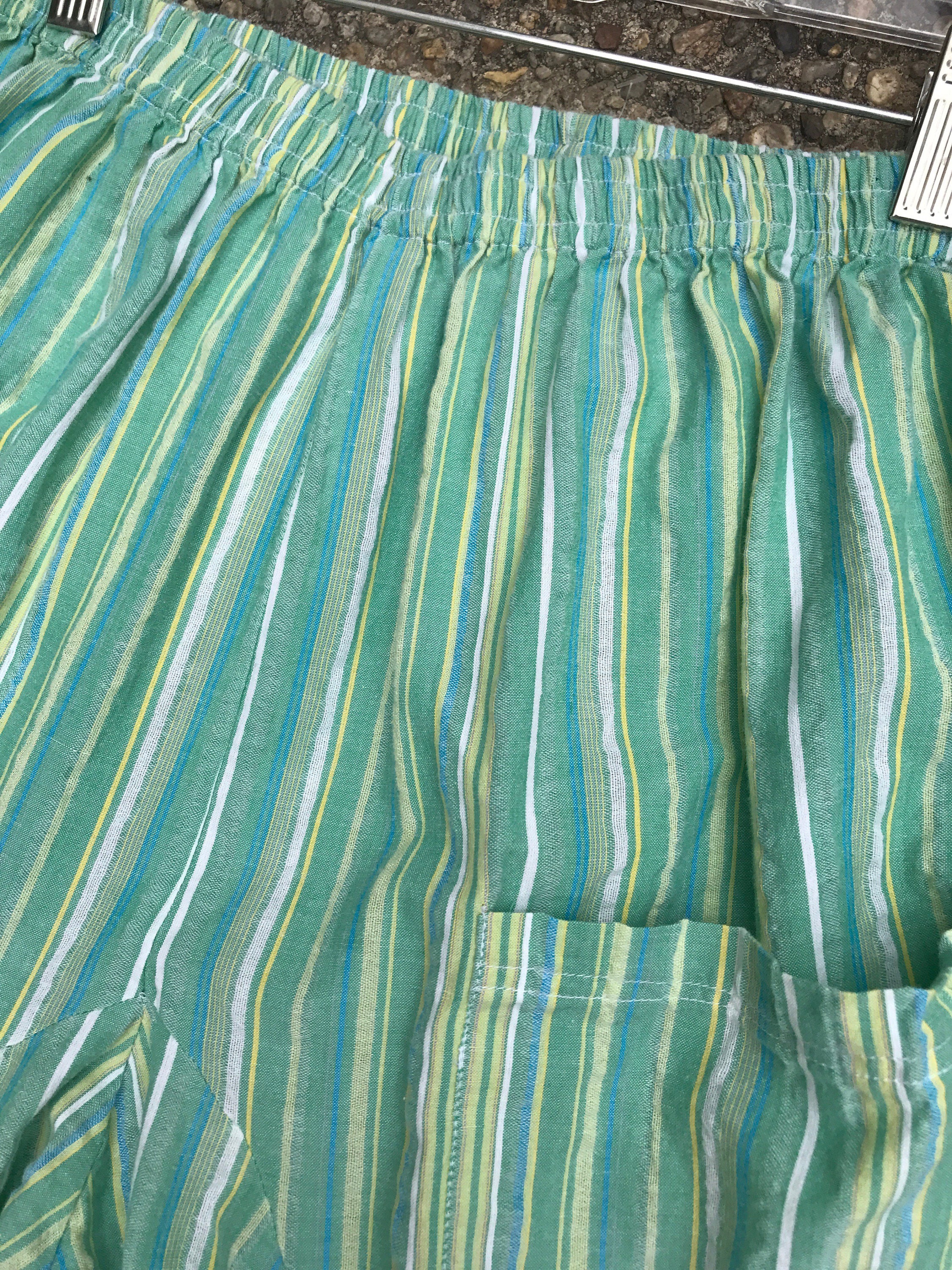 Green stripe seersucker size medium lagenlook pant