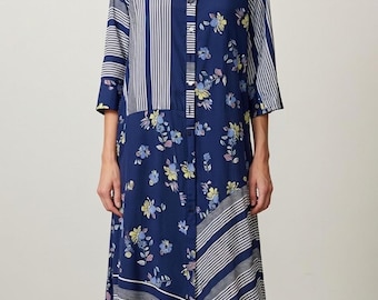Navy floral housedress