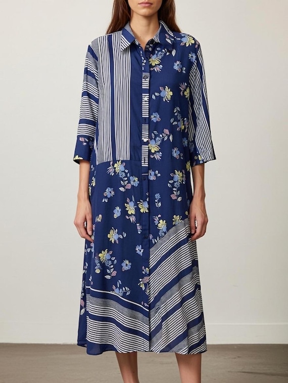 Navy floral housedress