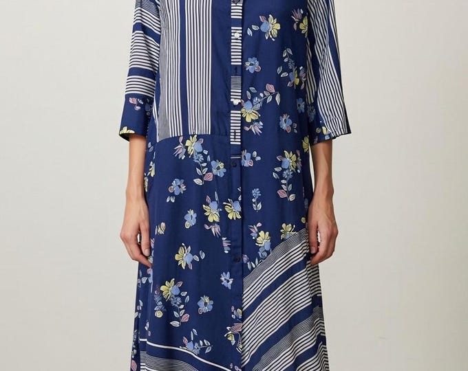 Navy floral housedress
