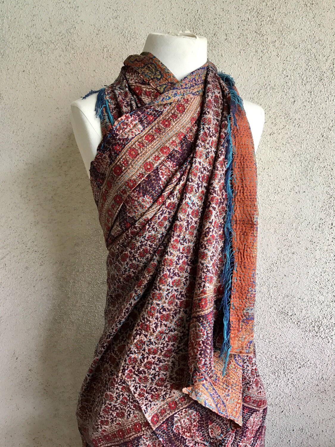 Stunning kantha shawl
