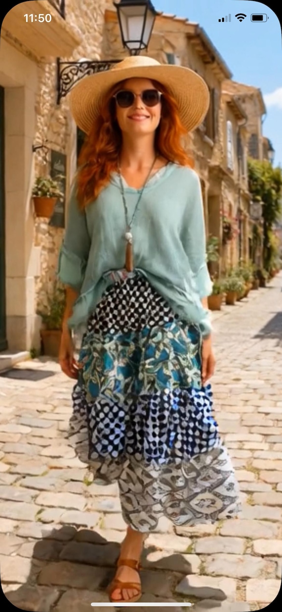 prairie skirt in mixed print colors
