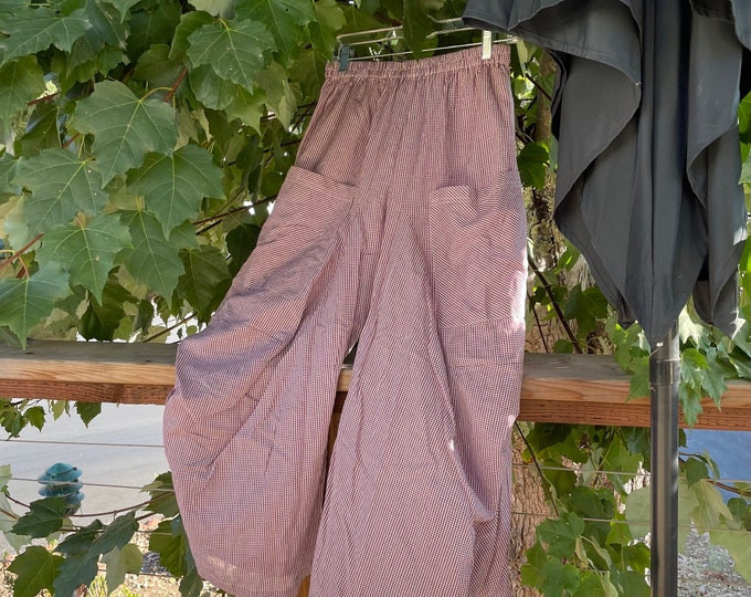 Micro Mini check in dark eggplant super soft and lightweight funky pant