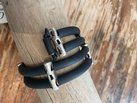 Black and silver wrap cuff  bracelet