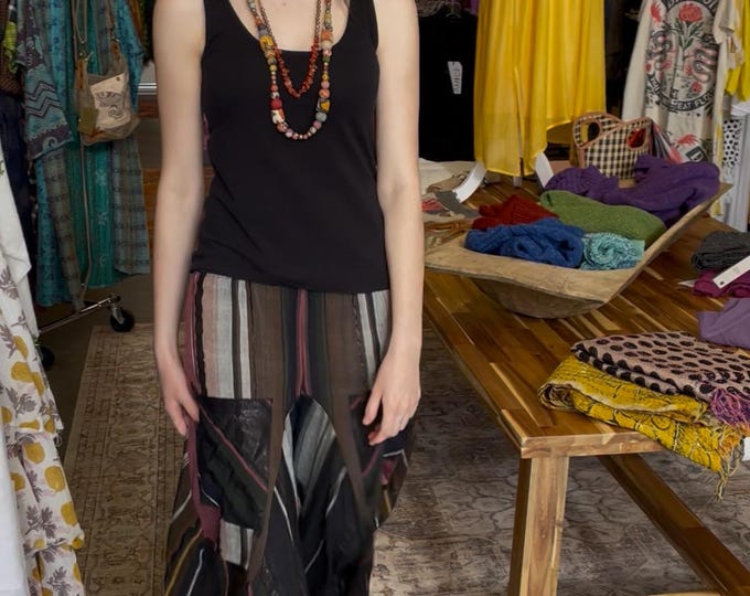 Multi color  stripe  with lurex soft  cotton lagenlook pant