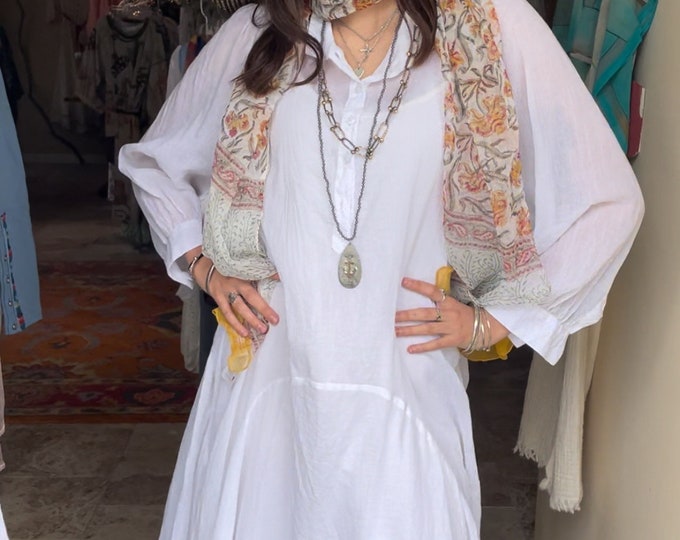 Gorgeous white cotton voile  super lightweight and sheer one size dress