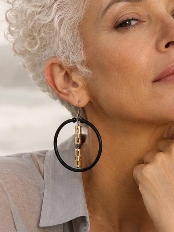 black and gold  hoop earrings