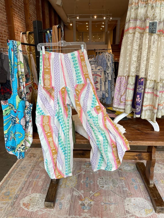Multi colored textured   soft  cotton lagenlook pant