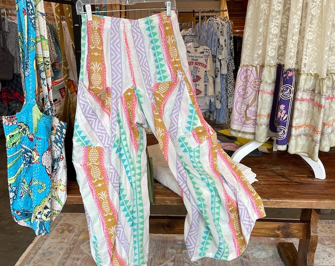 Multi colored textured   soft  cotton lagenlook pant