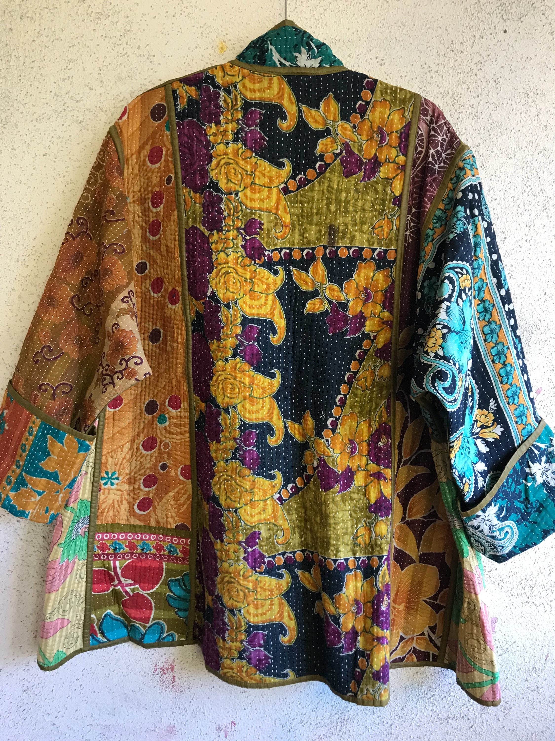 One of a kind reversible plus size kantha quilt jacket