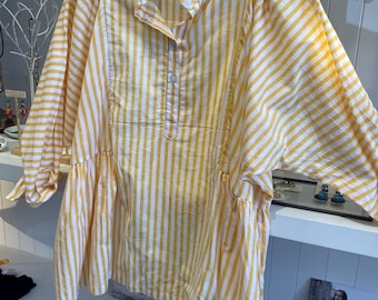 Camisa Alice de voile de algodón con estampado de rayas amarillas