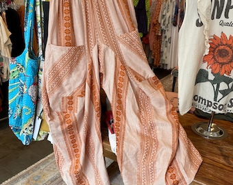 Pumpkin spice textured soft  cotton lagenlook pant