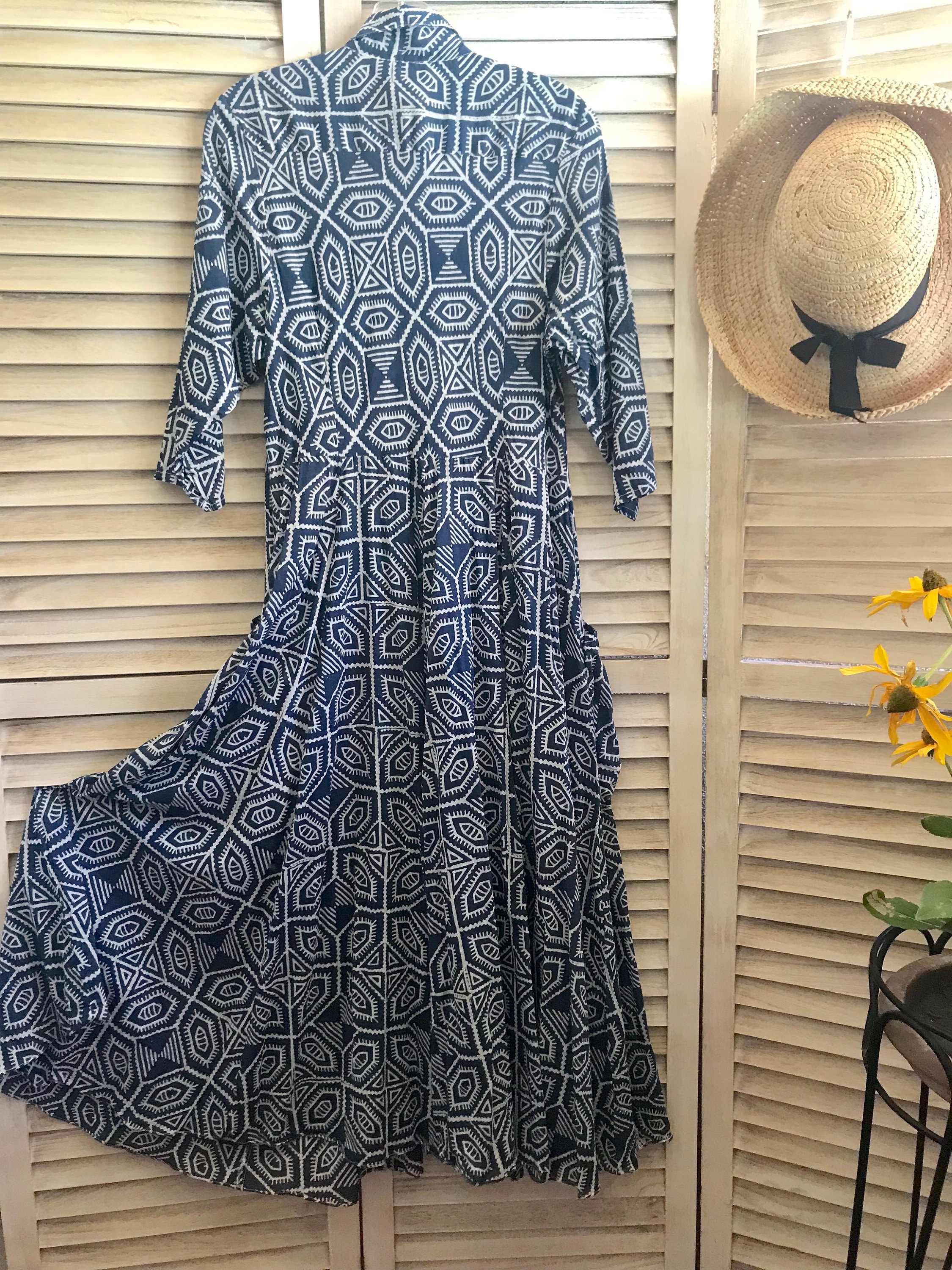 Short Sleeve Flowy Button Down - Antique Indigo