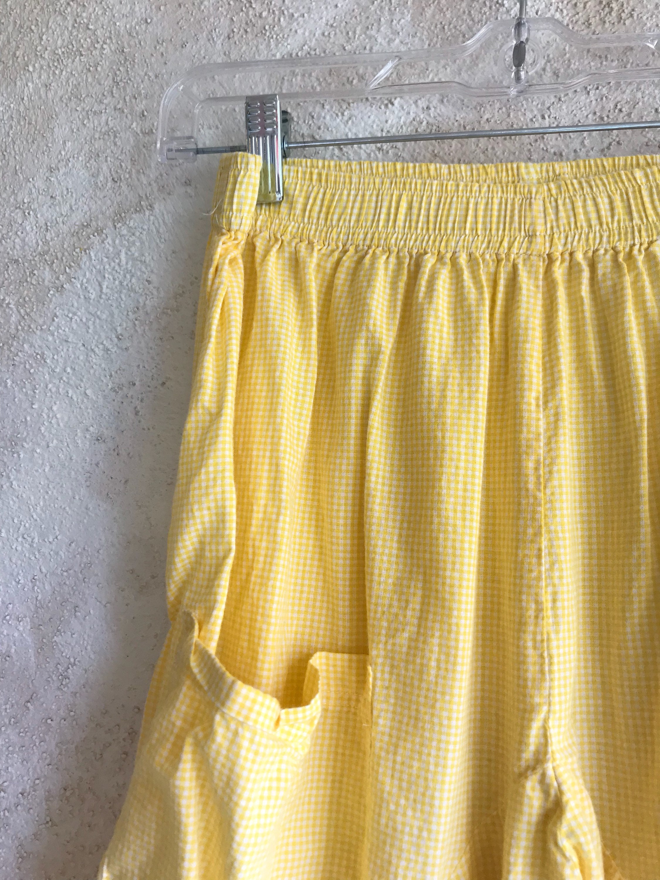 Yellow gingham check lagenlook pant