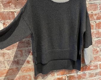 One size charcoal and grey hi lo sweater