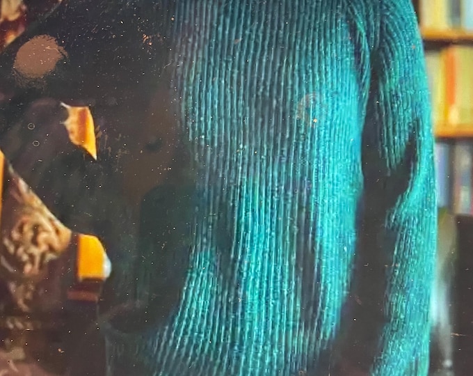 Hand knit  jade teal classic crew neck pullover sweater