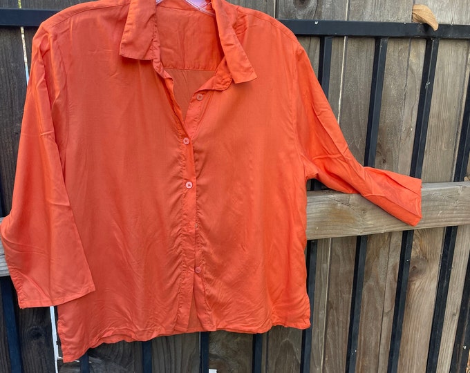 Pumpkin spice  silky modal button down cropped shirt