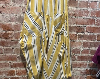 Yellow stripe  super lightweight soft  cotton lagenlook pant