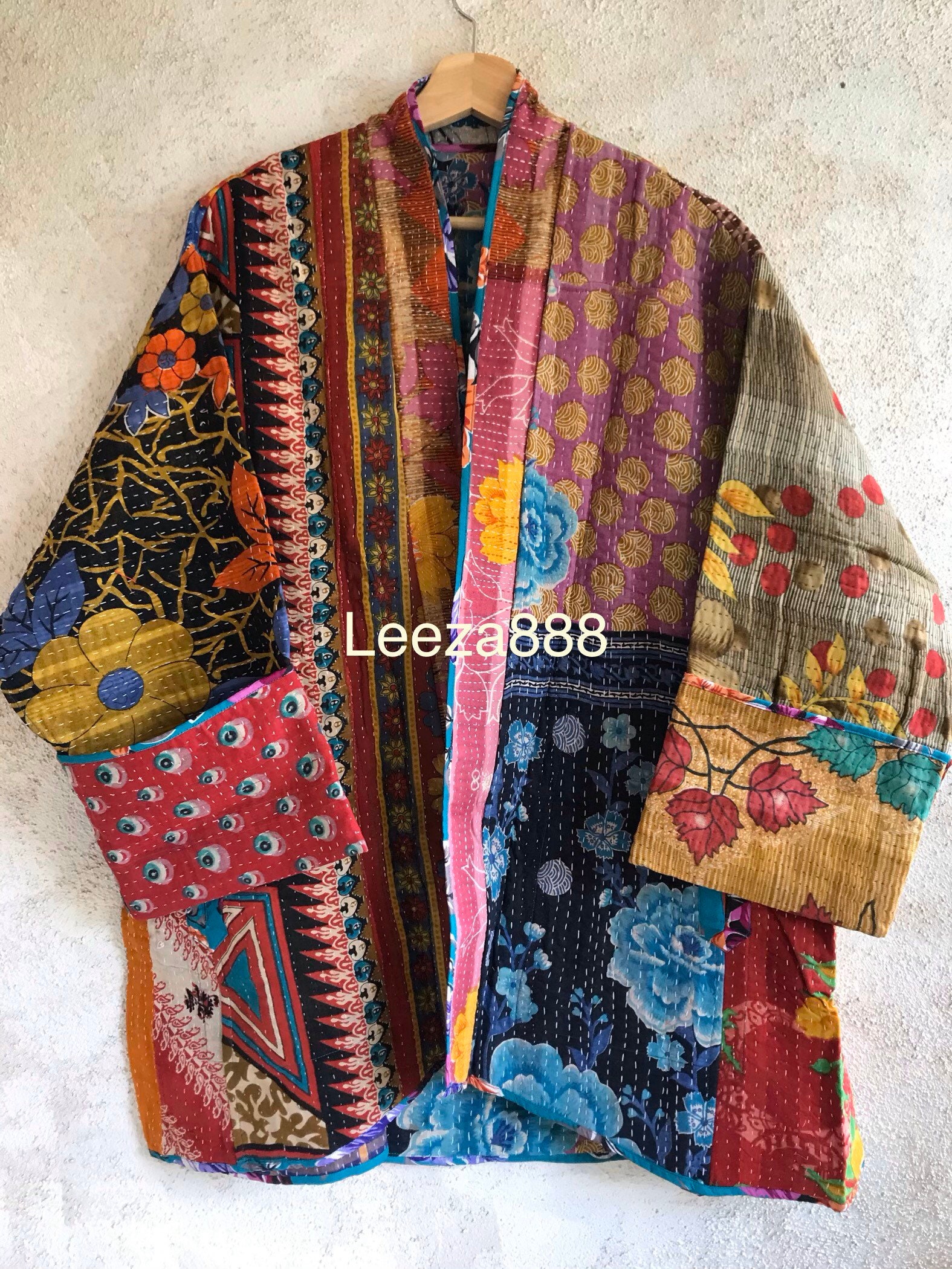 Vintage cowgirl reversible plus size vintage kantha kimono jacket