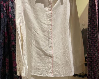 Handmade cotton boyfriend shirt with embroidered details