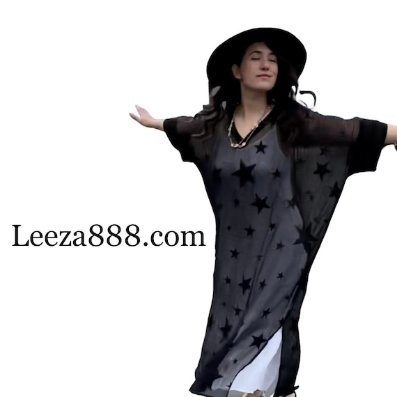 Black Star plus size Caftan with sprinkling of sequins
