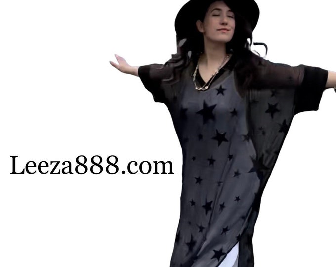 Black Star plus size Caftan with sprinkling of sequins