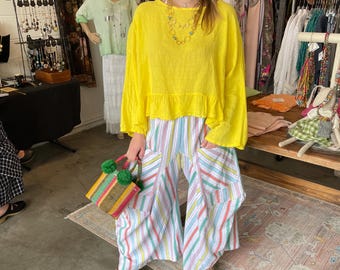 Multi  stripe  soft  cotton lagenlook pant