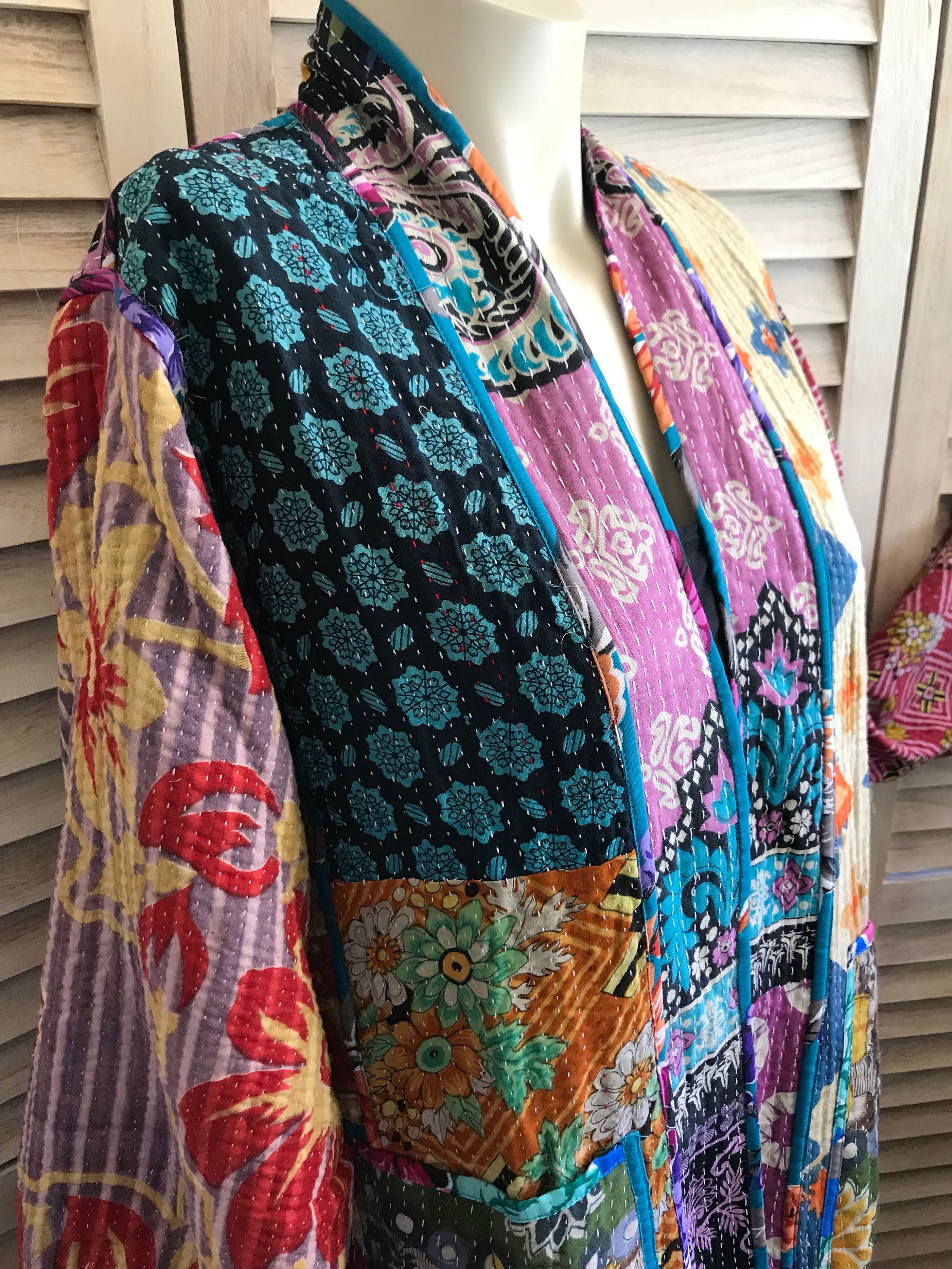 Purple artist patchwork reversible kimono