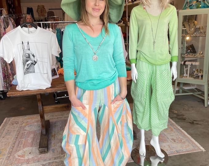 Ice cream stripe  soft  cotton lagenlook pant