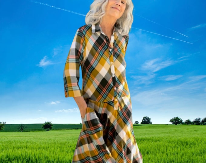 Cotton flannel plaid housedress