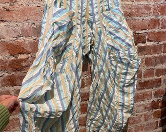 Seersucker multi color stripe  soft  cotton lagenlook pant