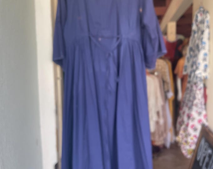 Gorgeous navy cotton voile  super lightweight and sheer  dress with tiny pleats and details