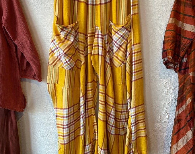 Soft flannel mellow yellow plaid fabulous cotton lagenlook pant