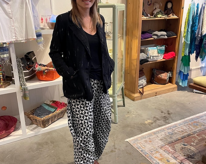 Black and white  soft  cotton lagenlook pant