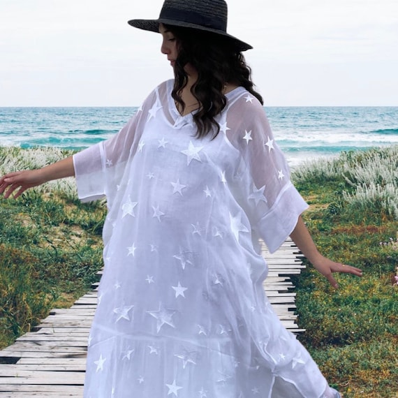 White Star Caftan with sprinkling of sequins