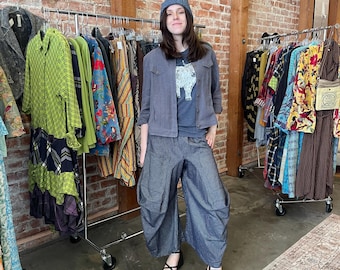 Denim pinstripe soft  cotton lagenlook pant