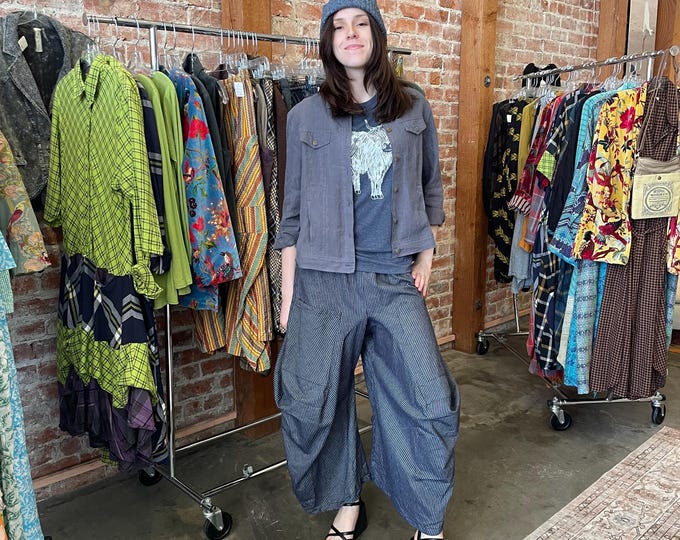 Denim pinstripe soft  cotton lagenlook pant