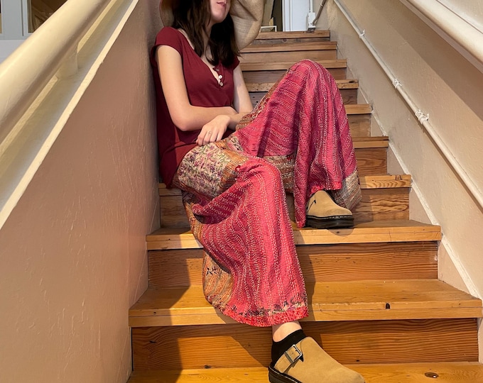Silk kantha reversible funky pant in size medium