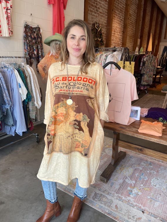 Tee shirt dress in one size cotton knit