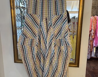 Multi color plaid  soft  seersucker cotton lagenlook pant