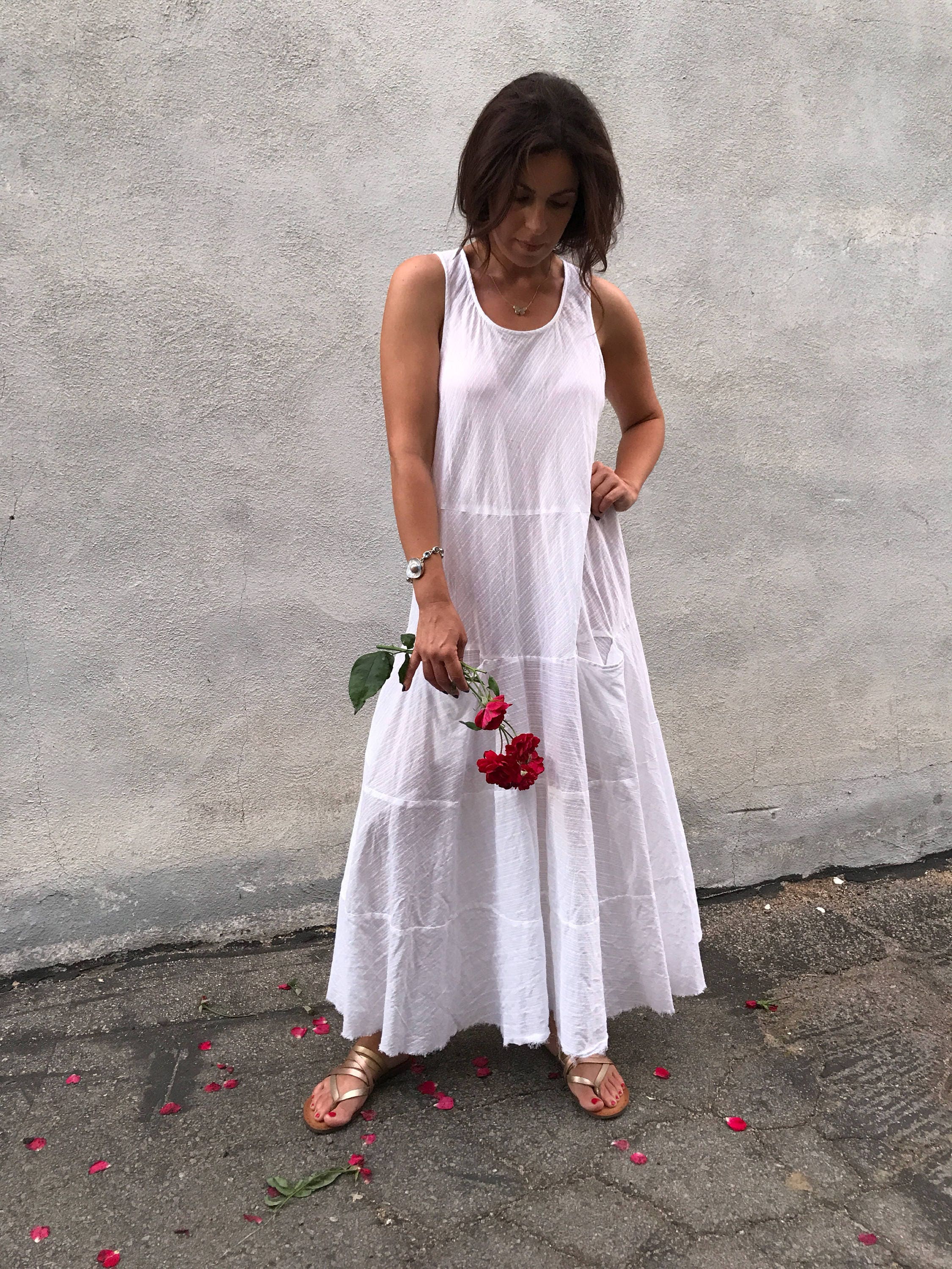 White Cotton Beach Wedding Dress