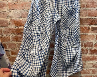 Blue and white handloom super lightweight soft  cotton lagenlook pant