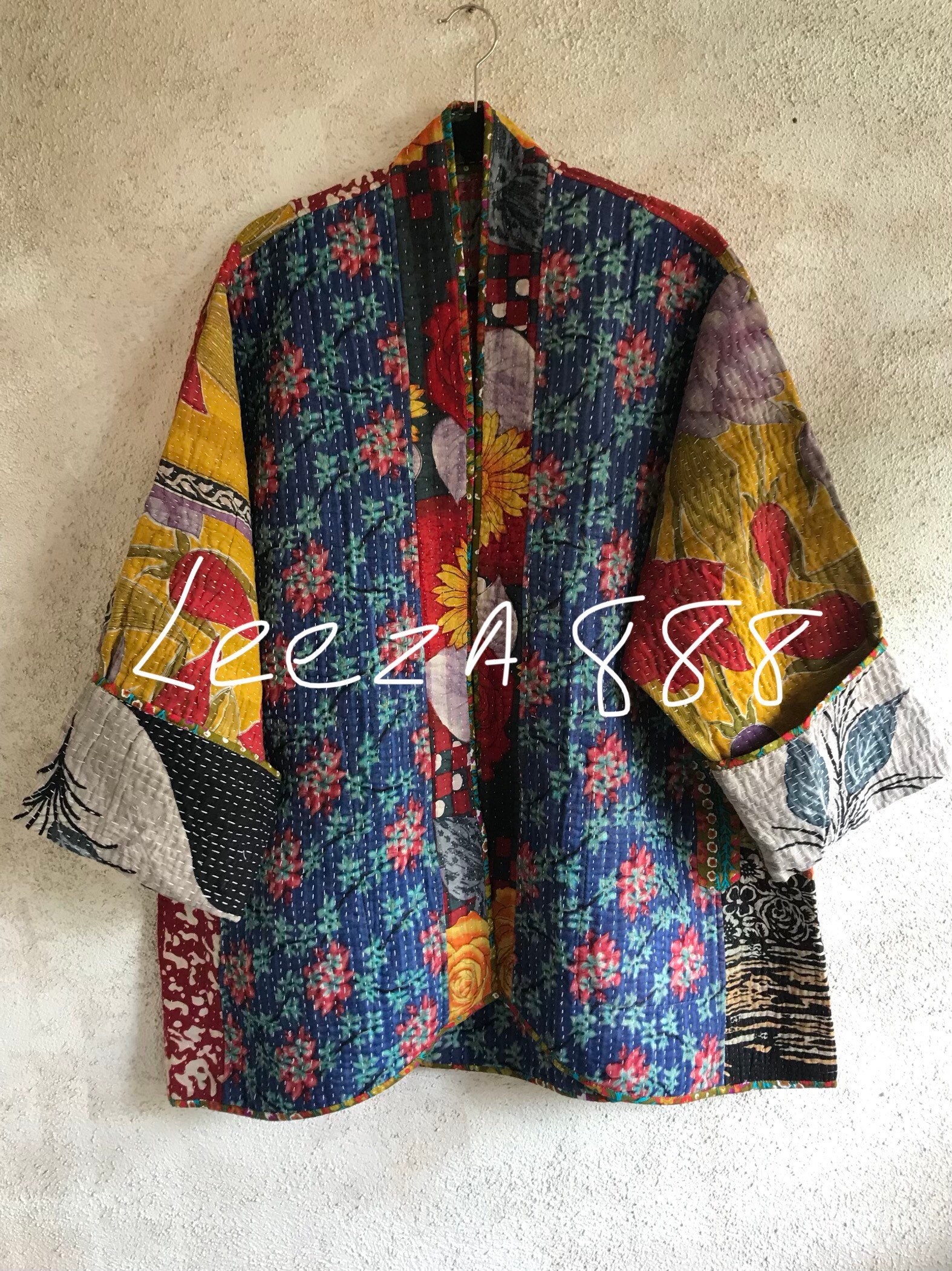 Broome Street artsy reversible cotton quilted plus size kimono style jacket