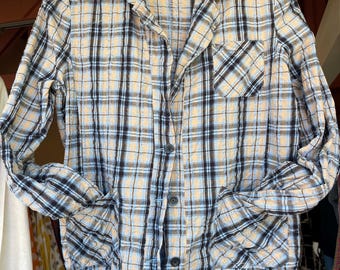 fitted seersucker plaid jacket with pockets