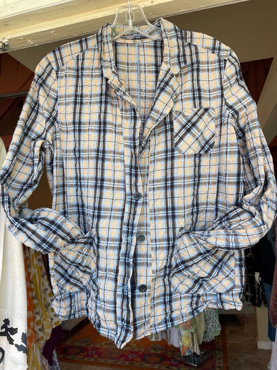fitted seersucker plaid jacket with pockets