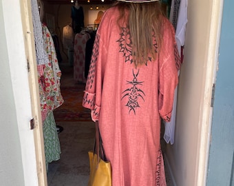 gorgeous linen kimono with hand painted details