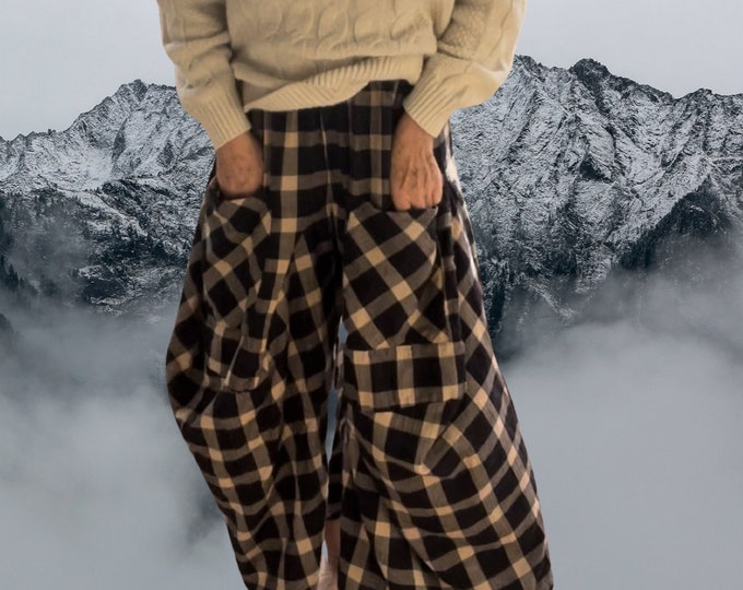 Funky flannel plaid black and tan  lagenlook pant