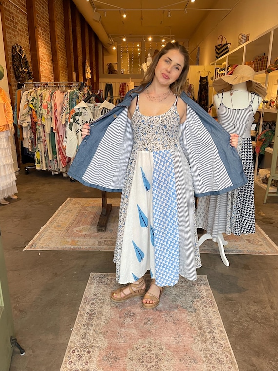 Super lightweight mixed print blockprint cotton sundress