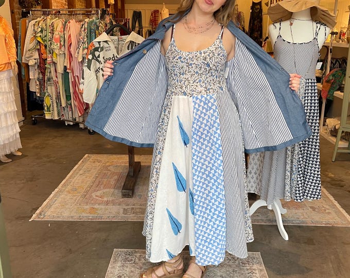 Super lightweight mixed print blockprint cotton sundress