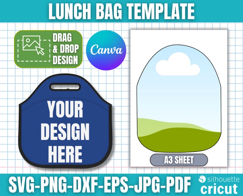 Lunch Bag Template Lunch Tote Template Svg Lunch Bag Sublimation
